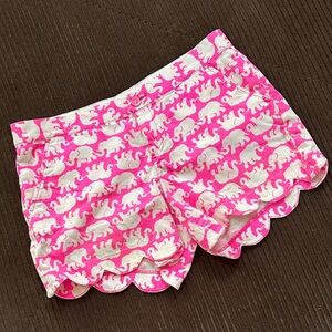 Lily Pulitzer Pink and White Elephant Print Shorts Ladies Size 8